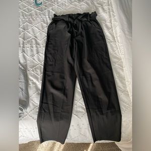 Black paper-bag pants